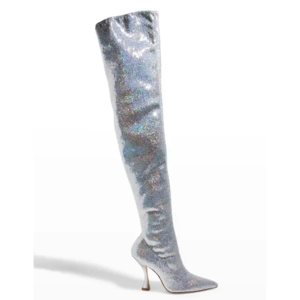 Nwob Stuart Weitzman Ultrastuart Xcurve Sequin Over The Knee Heeled Boots 8.5